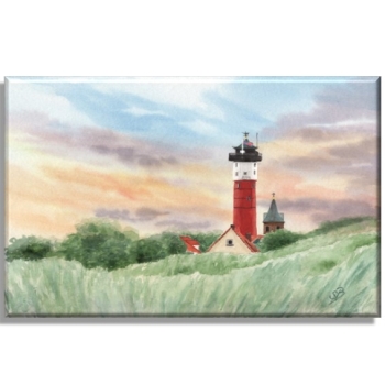 Leinwand 40 x 30 cm Keilrahmen Canvas-Leinen Aquarell Maritim Kunst Druck Kunstdruck Nordsee Alter Leuchtturm Wangerooge - WG1